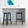 Farmhouse Bar Height Saddle Seat Barstools in Charcoal Black Finish