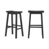 Farmhouse Bar Height Saddle Seat Barstools in Charcoal Black Finish