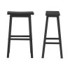 Farmhouse Bar Height Saddle Seat Barstools in Charcoal Black Finish