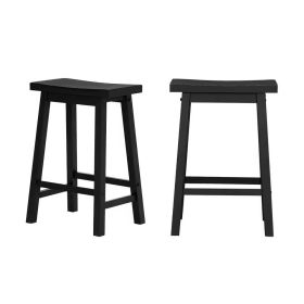 Farmhouse Counter Height Saddle Barstools in Charcoal Black