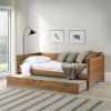 Twin Daybed with Roll Out Trundle in Medium Brown