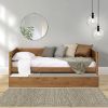 Twin Daybed with Roll Out Trundle in Medium Brown