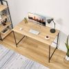 Modern Home Office Computer Desk with Wood Top in Oak