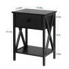 Rustic Black Nightstand with X-Shaped Sides