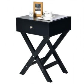 Retro Black X-Shape Nightstand