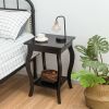 Modern Nightstand with Bottom Shelf in Espresso Wood Finish