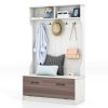 Entryway Bench Storage Cabinet in White Oak Wood Finish