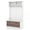 Entryway Bench Storage Cabinet in White Oak Wood Finish