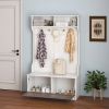 Entryway Bench Storage Cabinet in White Oak Wood Finish