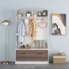 Entryway Bench Storage Cabinet in White Oak Wood Finish