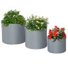 Round Flower Pot Planters with Drainage Holes in Grey