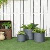 Round Flower Pot Planters with Drainage Holes in Grey