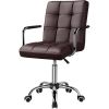 Modern Dark Brown Mid-Back Office Chair with Armrests and Wheels