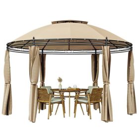 Circular Dome Gazebo Canopy with Privacy Curtain in Brown