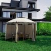 Circular Dome Gazebo Canopy with Privacy Curtain in Brown