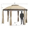 Circular Dome Gazebo Canopy with Privacy Curtain in Brown