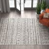 5 ft. x 8 ft. Black Off-White Chevron Coastal Area Rug