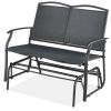 Patio Loveseat Swing Glider Rocker with Armrests in Charcoal