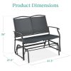 Patio Loveseat Swing Glider Rocker with Armrests in Charcoal