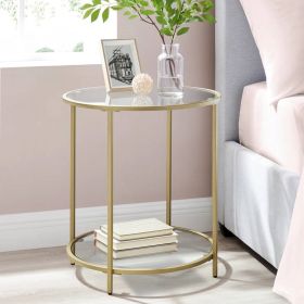 Modern Glass Top Metal End Table in Gold