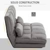 Dark Grey Polyester Suede Fabric Floor Sofa Bed Recliner with Adjustable Back