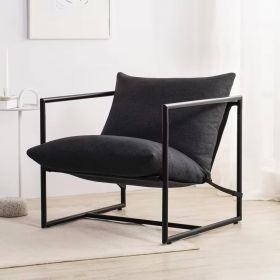 Modern Dark Grey Accent Chair with Metal Frame