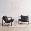 Modern Dark Grey Accent Chair with Metal Frame