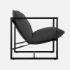 Modern Dark Grey Accent Chair with Metal Frame