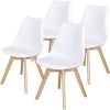 Modern White Shell Dining Chair Upholstered Padded Seat w/ Beechwood Legs