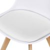 Modern White Shell Dining Chair Upholstered Padded Seat w/ Beechwood Legs