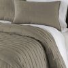 Full/Queen Modern Brick Stitch Microfiber Reversible Comforter Set in Taupe