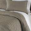 King Modern Brick Stitch Microfiber Reversible 3 Piece Comforter Set in Taupe