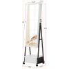 White Jewelry Armoire Organizer Mirror on Wheels