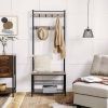 Modern Black/Grey Entryway Bench with 2 Shelves