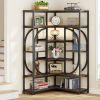 67-inch Tall Modern Industrial Metal Wood Corner Bookcase