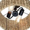 Bohemian 13.6-inch Round Rattan Drum 2-Light Ceiling Light