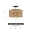 Bohemian 13.6-inch Round Rattan Drum 2-Light Ceiling Light