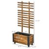 Farmhouse Rustic Raised Garden Bed Planter with Trellis on Wheels