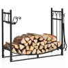 Heavy Duty Steel Firewood Storage w/ Kindling Holders, Shovel