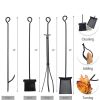 Heavy Duty Steel Firewood Storage w/ Kindling Holders, Shovel