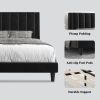 Full size Black Velvet Upholstered Platform Bed Frame with Headboard