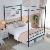 Full size Four Poster French Country Metal Canopy Bed in Black Finish