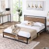 Full Modern Metal Platform Bed Frame w/ Wood Headboard Footboard