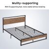 Full Modern Metal Platform Bed Frame w/ Wood Headboard Footboard