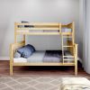 Twin over Full size Solid Wooden Bunk Bed in Natural Pine Wood Finish