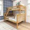 Twin over Full size Solid Wooden Bunk Bed in Natural Pine Wood Finish