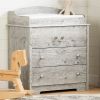 Farmhouse Nautical 3 Drawer Changing Table in Washed Pine