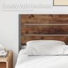 Full size Modern Farmhouse Metal Platform Bed Frame with Brown Wood Headboard