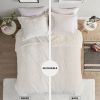 Full/Queen size Reversible Soft Sherpa Faux Fur 3-Piece Comforter Set in Ivory