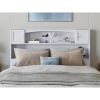 Full size Farmhouse Bookcase Headboard in White Wood Finish